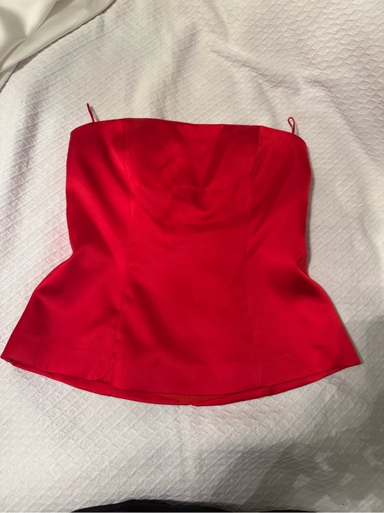 Zara Tops - Strapless Red Satin Top
